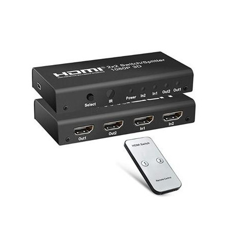 PremiumCord HDMI switch 2:2, 3D, 1080p, diaľkové ovl.