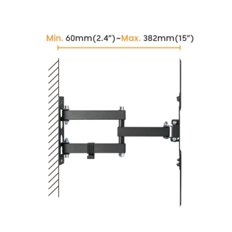 Výsuvný držiak Brateck LPA68-443 pre TV 23"-55" 30kg polohovateľný nástenný