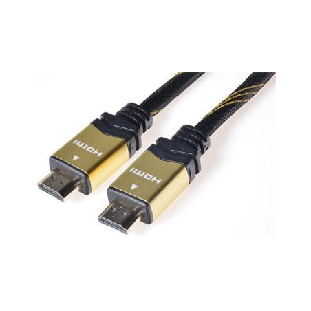PremiumCord GOLD HDMI + Ethernet kábel, zlac., 1m