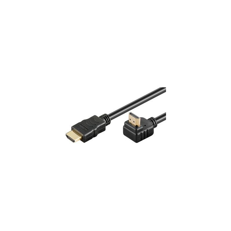 PremiumCord Kábel HDMI+Ethernet, zlac., 90°, 2m