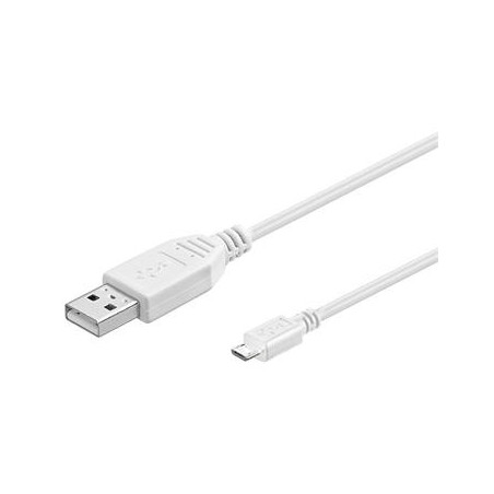 PremiumCord Kábel micro USB 2.0, A-B 20cm, biela