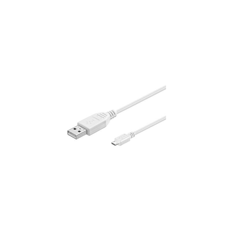 PremiumCord Kábel micro USB 2.0, A-B 5m, biela