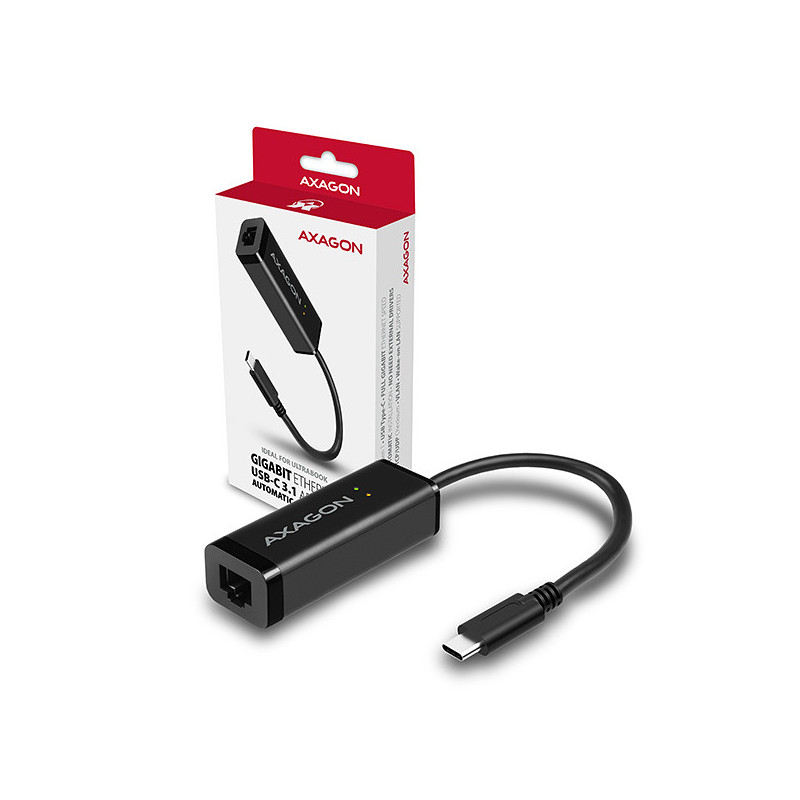 AXAGON ADE-SRC, USB-C 3.2 Gen 1 - Gigabit Ethernet sieťová karta, auto inštal, čierna
