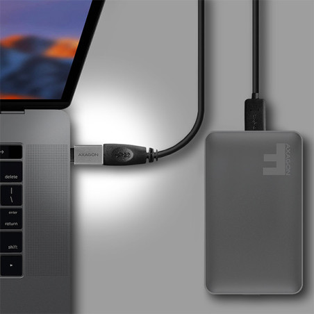 AXAGON RUCM-AFA, redukcia USB-C (M) → USB-A (F), USB 3.2 Gen 2, 3A, ALU