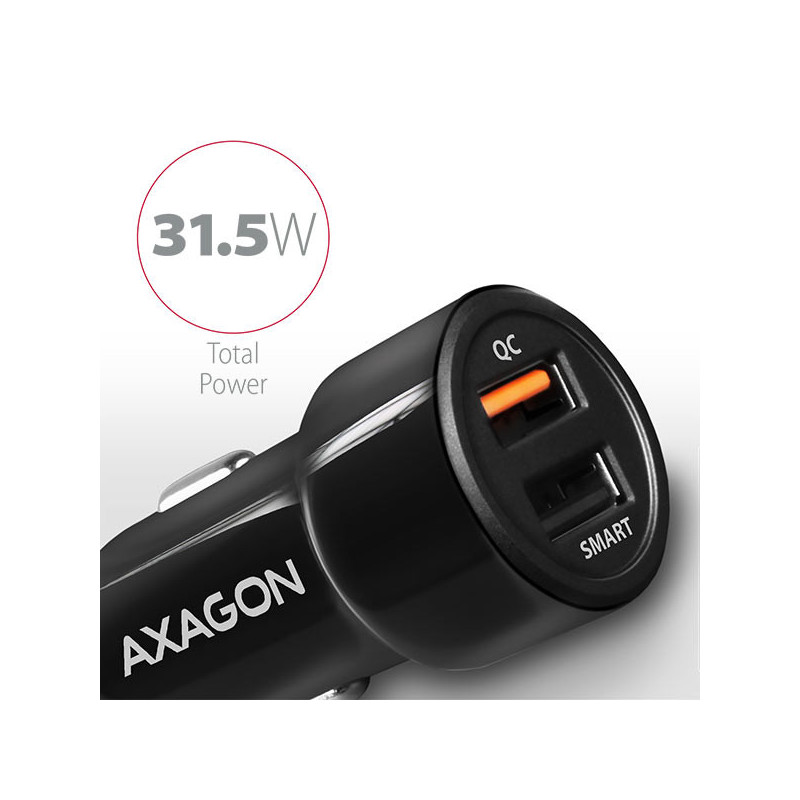 AXAGON PWC-QC5, QUICK a SMART nabíjačka do auta, 2x port QC3.0/AFC/FCP + 5V-2.6A, 31.5W