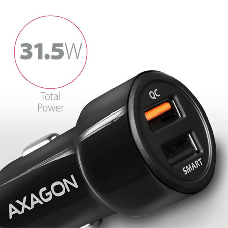 AXAGON PWC-QC5, QUICK a SMART nabíjačka do auta, 2x port QC3.0/AFC/FCP + 5V-2.6A, 31.5W