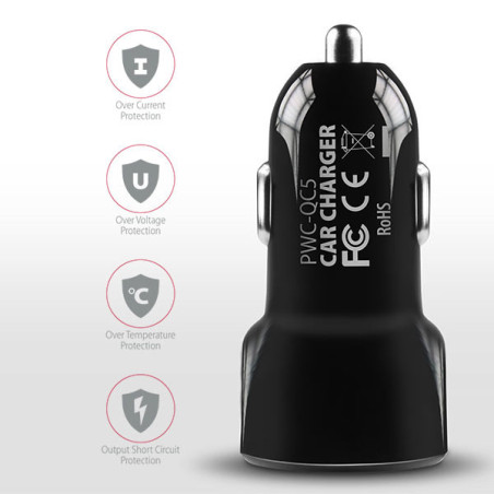 AXAGON PWC-QC5, QUICK a SMART nabíjačka do auta, 2x port QC3.0/AFC/FCP + 5V-2.6A, 31.5W
