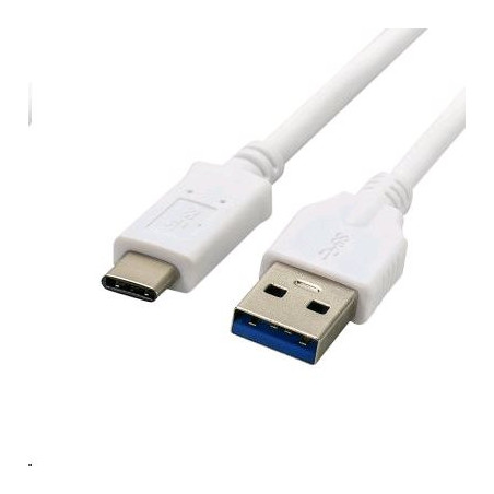 Kábel C-TECH USB 3.0 AM na Type-C kábel (AM/CM), 1m, biely
