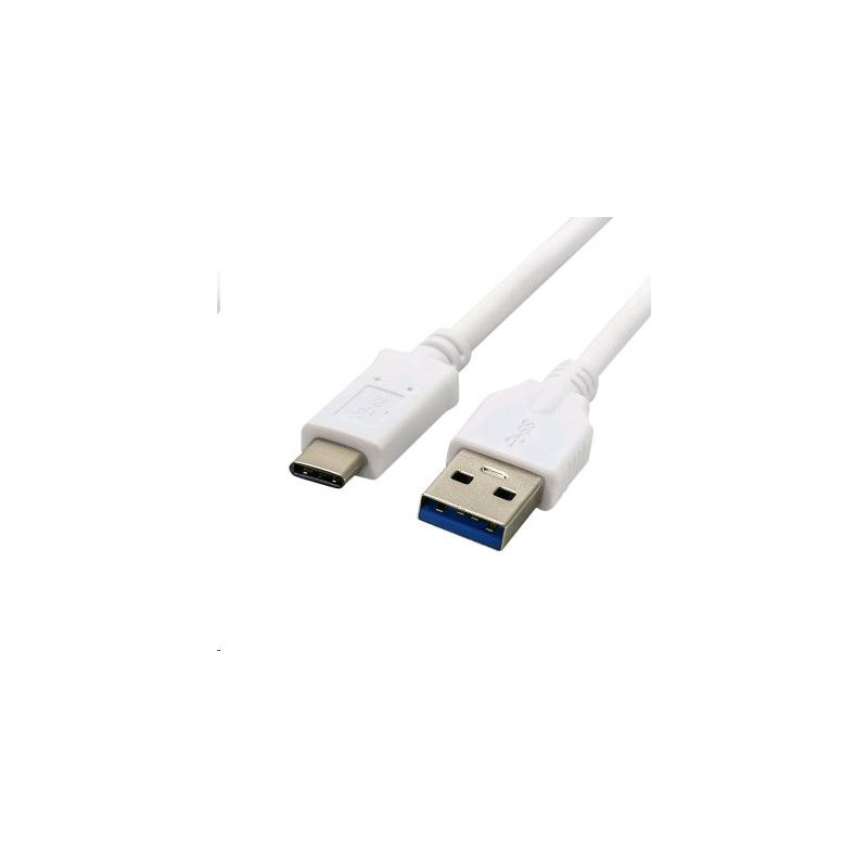 Kábel C-TECH USB 3.0 AM na Type-C kábel (AM/CM), 2m, biely