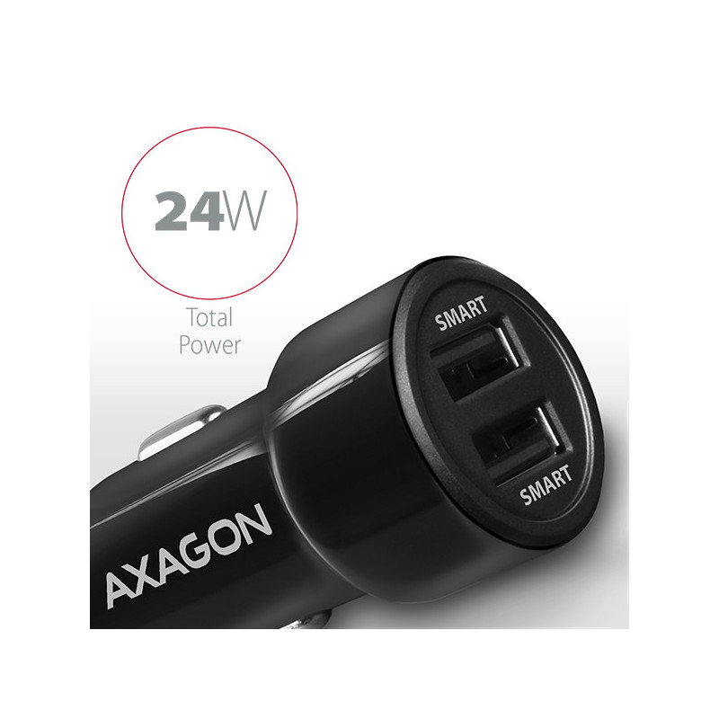 AXAGON PWC-5V5, SMART nabíjačka do auta, 2x port 5V-2.4A + 2.4A, 24W