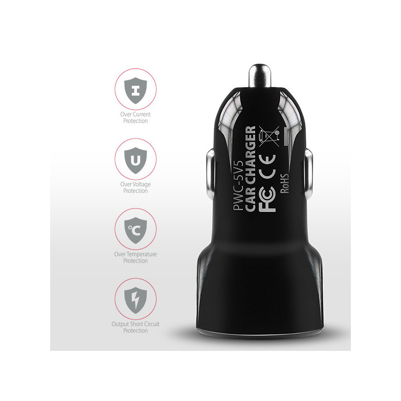 AXAGON PWC-5V5, SMART nabíjačka do auta, 2x port 5V-2.4A + 2.4A, 24W
