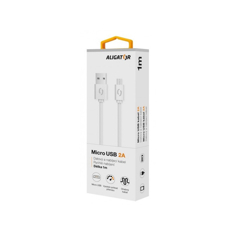 ALIGATOR Dátový kábel 2A, Micro USB biely