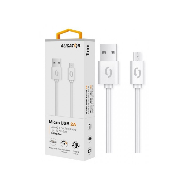 ALIGATOR Dátový kábel 2A, Micro USB biely