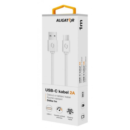 ALIGATOR Dátový kábel 2A, USB-C biely