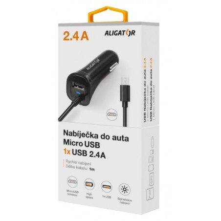 Aligátor nab. do auta 2xUSB výstupom 2,4A, čierna