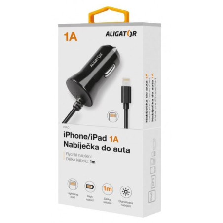 Aligátor nab. do auta iPhone, 1A, TCH, čierna
