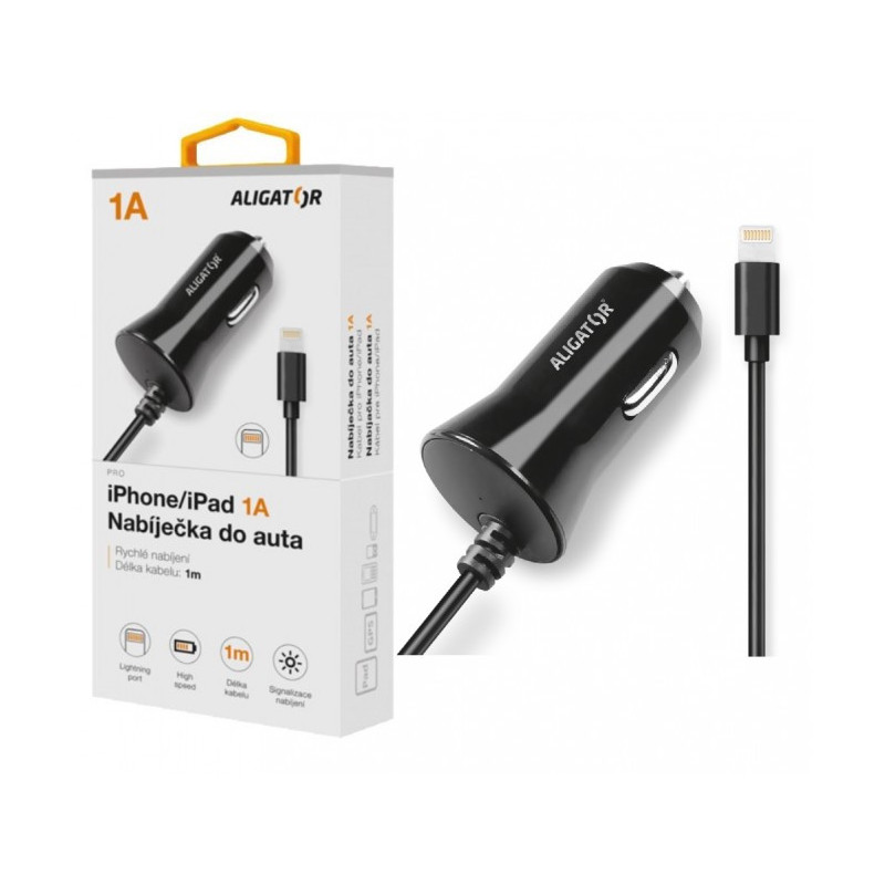 Aligátor nab. do auta iPhone, 1A, TCH, čierna