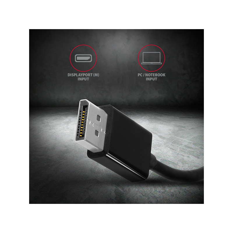 AXAGON RVD-VGN, DisplayPort → VGA redukcia / adaptér, FullHD, 1920*1200