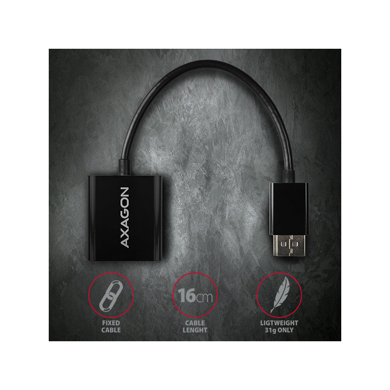 AXAGON RVD-VGN, DisplayPort → VGA redukcia / adaptér, FullHD, 1920*1200