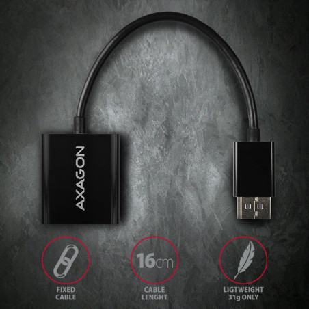 AXAGON RVD-VGN, DisplayPort → VGA redukcia / adaptér, FullHD, 1920*1200