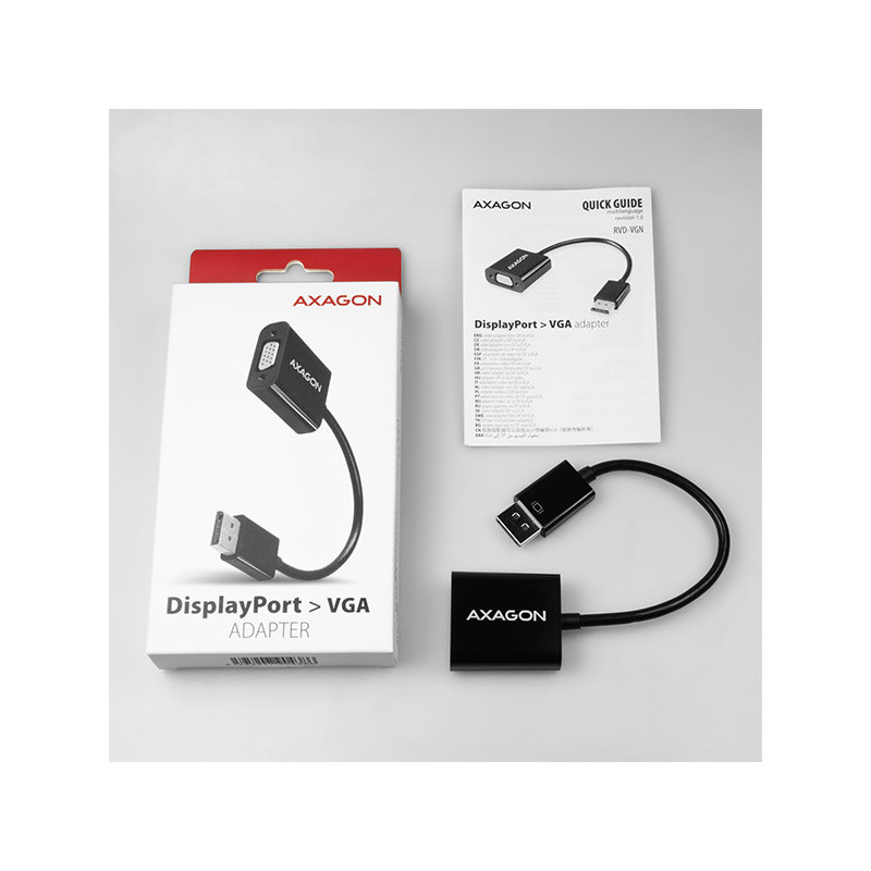 AXAGON RVD-VGN, DisplayPort → VGA redukcia / adaptér, FullHD, 1920*1200