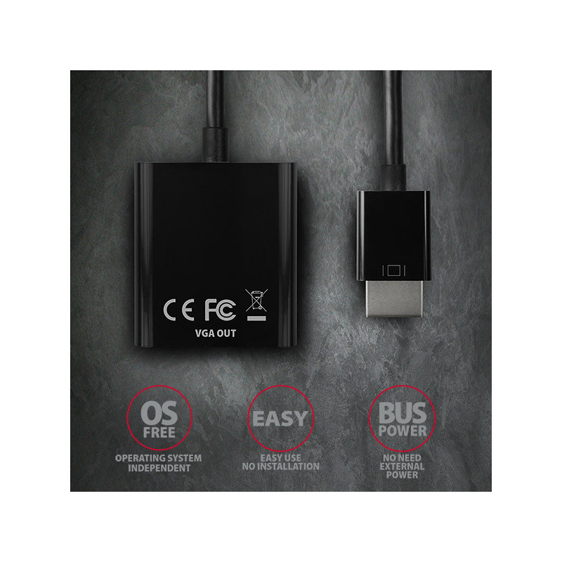 AXAGON RVH-VGN, HDMI → VGA redukcia / adaptér, FullHD, 1920 * 1200