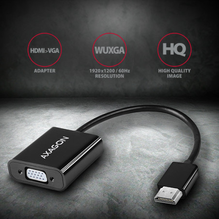 AXAGON RVH-VGAN, HDMI → VGA redukcia/adapter, FullHD, audio výstup, micro USB napr. konektor