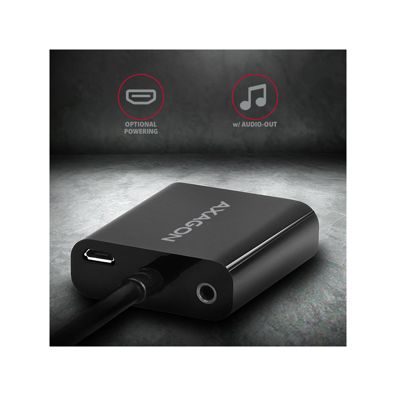 AXAGON RVH-VGAN, HDMI → VGA redukcia/adapter, FullHD, audio výstup, micro USB napr. konektor