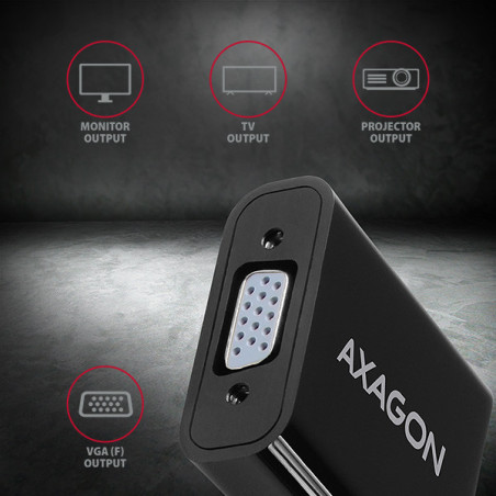 AXAGON RVH-VGAN, HDMI → VGA redukcia/adapter, FullHD, audio výstup, micro USB napr. konektor