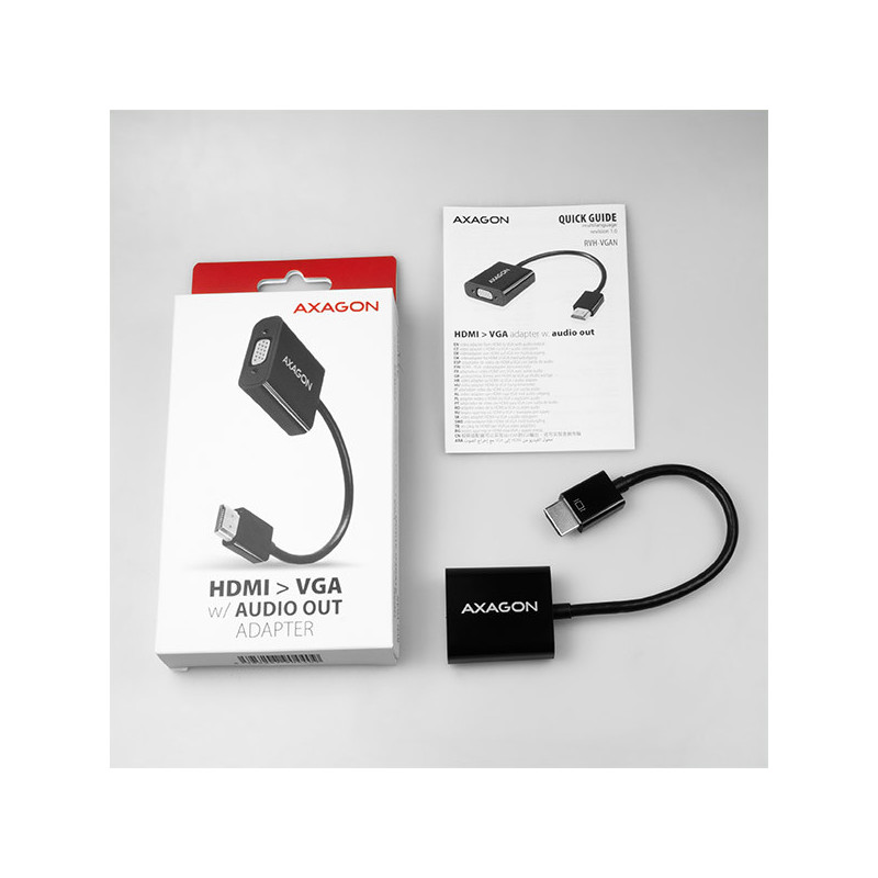 AXAGON RVH-VGAN, HDMI → VGA redukcia/adapter, FullHD, audio výstup, micro USB napr. konektor
