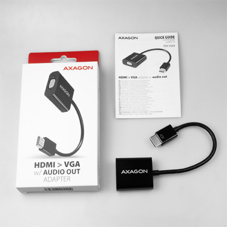 AXAGON RVH-VGAN, HDMI → VGA redukcia/adapter, FullHD, audio výstup, micro USB napr. konektor