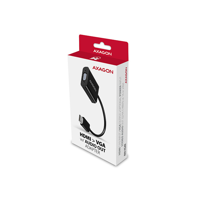 AXAGON RVH-VGAN, HDMI → VGA redukcia/adapter, FullHD, audio výstup, micro USB napr. konektor