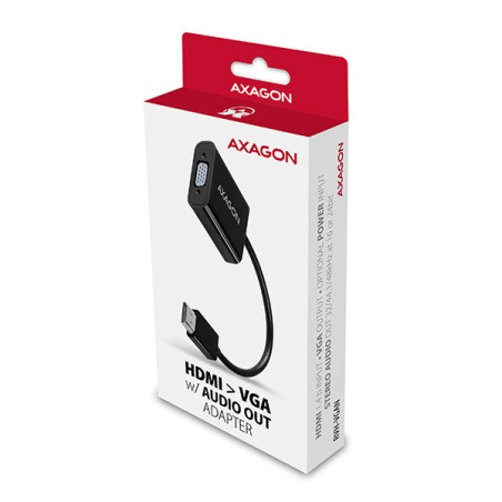 AXAGON RVH-VGAN, HDMI → VGA redukcia/adapter, FullHD, audio výstup, micro USB napr. konektor