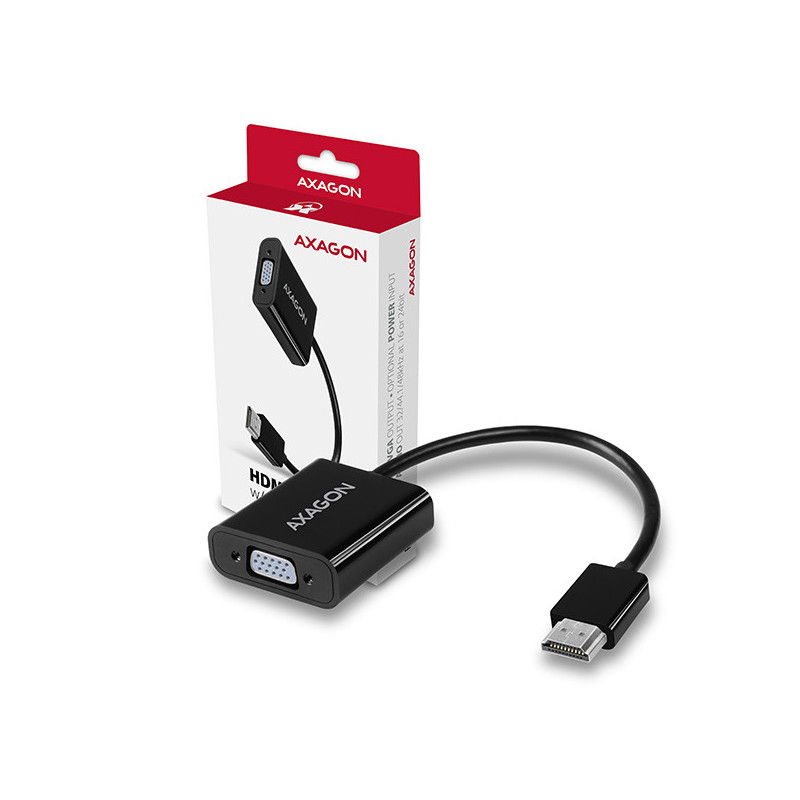 AXAGON RVH-VGAN, HDMI → VGA redukcia/adapter, FullHD, audio výstup, micro USB napr. konektor
