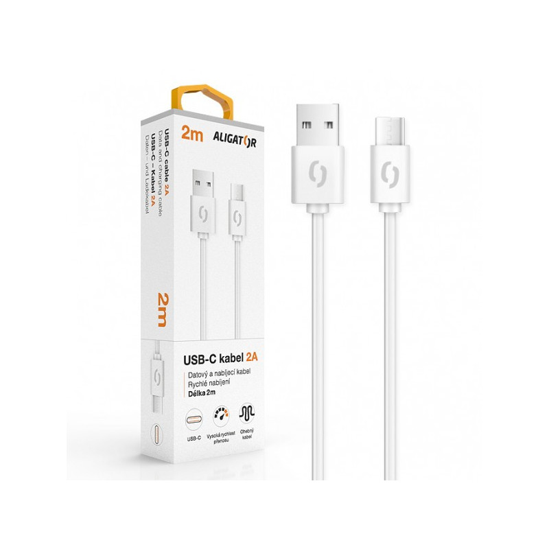 ALIGATOR Dátový kábel 2A USB-C 2m, biely