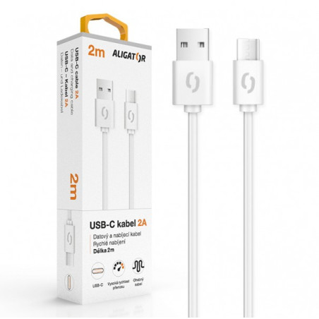 ALIGATOR Dátový kábel 2A USB-C 2m, biely