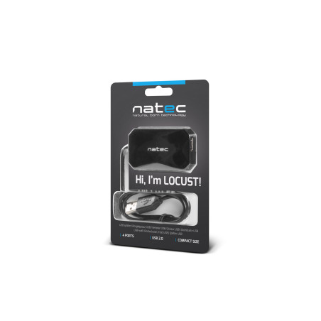 Natec Locust rozbočovač 4x USB 2.0 HUB, čierny