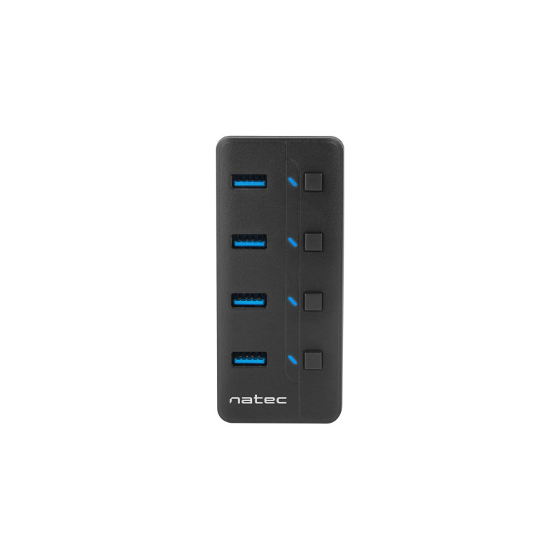 Natec Mantis 2 aktívny rozbočovač s funkciou nabíjania 4x USB 3.0 HUB, vypínač, napájací adaptér