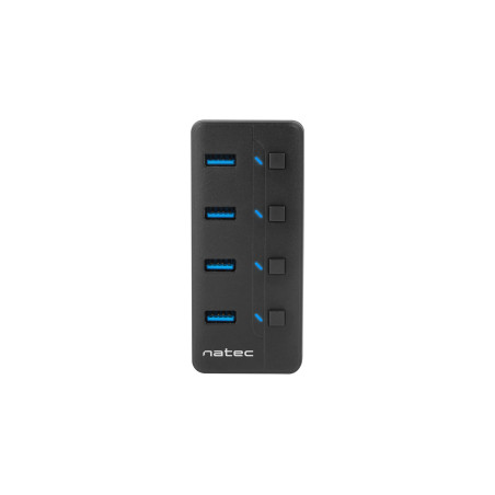 Natec Mantis 2 aktívny rozbočovač s funkciou nabíjania 4x USB 3.0 HUB, vypínač, napájací adaptér