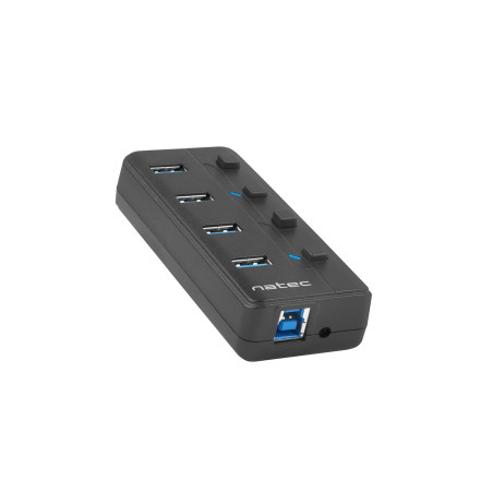 Natec Mantis 2 aktívny rozbočovač s funkciou nabíjania 4x USB 3.0 HUB, vypínač, napájací adaptér