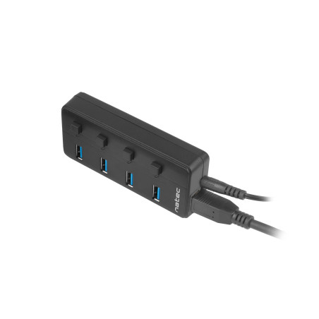 Natec Mantis 2 aktívny rozbočovač s funkciou nabíjania 4x USB 3.0 HUB, vypínač, napájací adaptér