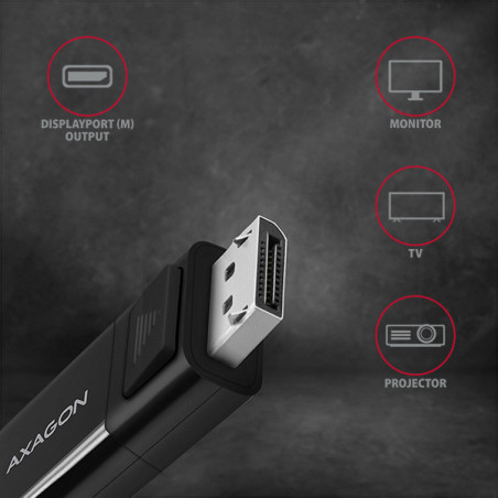 AXAGON RVC-DPC, USB-C → DisplayPort redukcia / kábel 1.8m, 4K/60Hz
