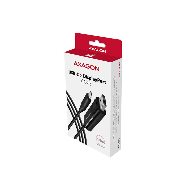 AXAGON RVC-DPC, USB-C → DisplayPort redukcia / kábel 1.8m, 4K/60Hz