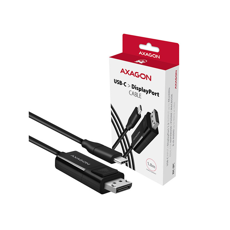 AXAGON RVC-DPC, USB-C → DisplayPort redukcia / kábel 1.8m, 4K/60Hz