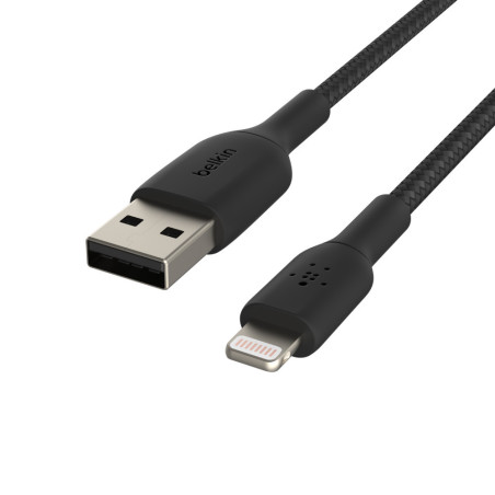 BELKIN kábel opletaný USB-A - Lightning, 1m, čierny
