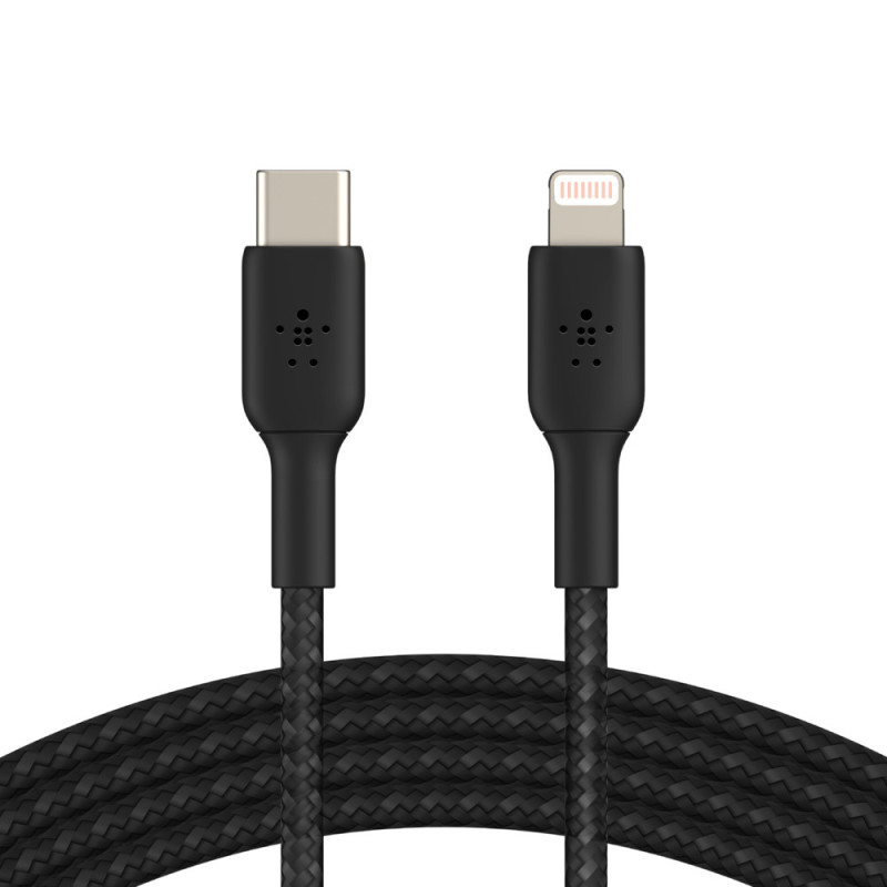 BELKIN kábel opletaný USB-C - Lightning, 1m, čierny