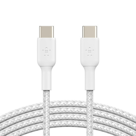 BELKIN kábel opletaný USB-C - USB-C, 1m, biely