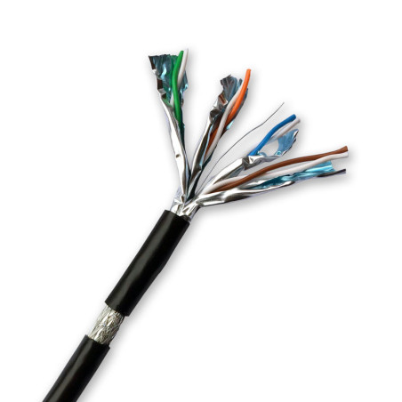 DATACOM S/FTP drôt CAT7 PE, Fca 100m, plášť čierny OUTDOOR