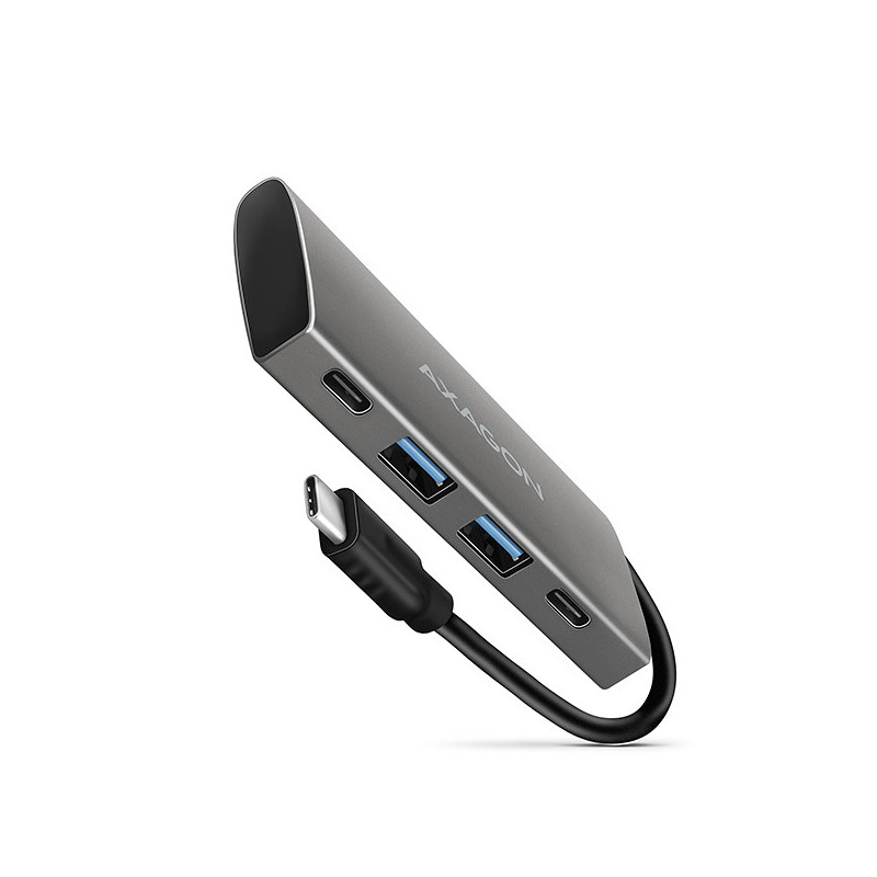 AXAGON HMC-4G2, USB-C 3.2 Gen 2 10 Gb/s hub, porty 2x USB-A + 2x USB-C, kábel USB-C 13cm