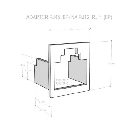 DATACOM Adaptér RJ45 na RJ12 (RJ11) biela 20ks